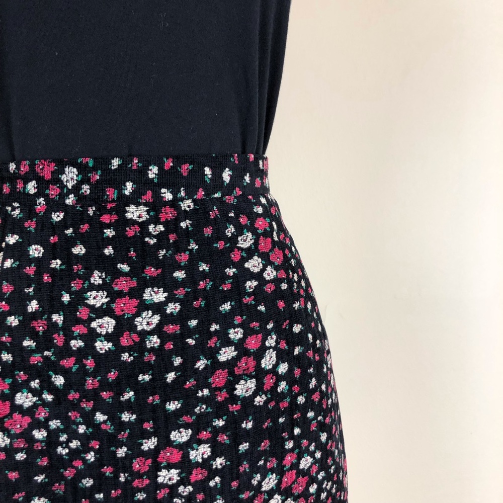 vintage‎ 90s criss cross textured corduroy skirt black ditsy floral a line midi - Picture 6 of 12